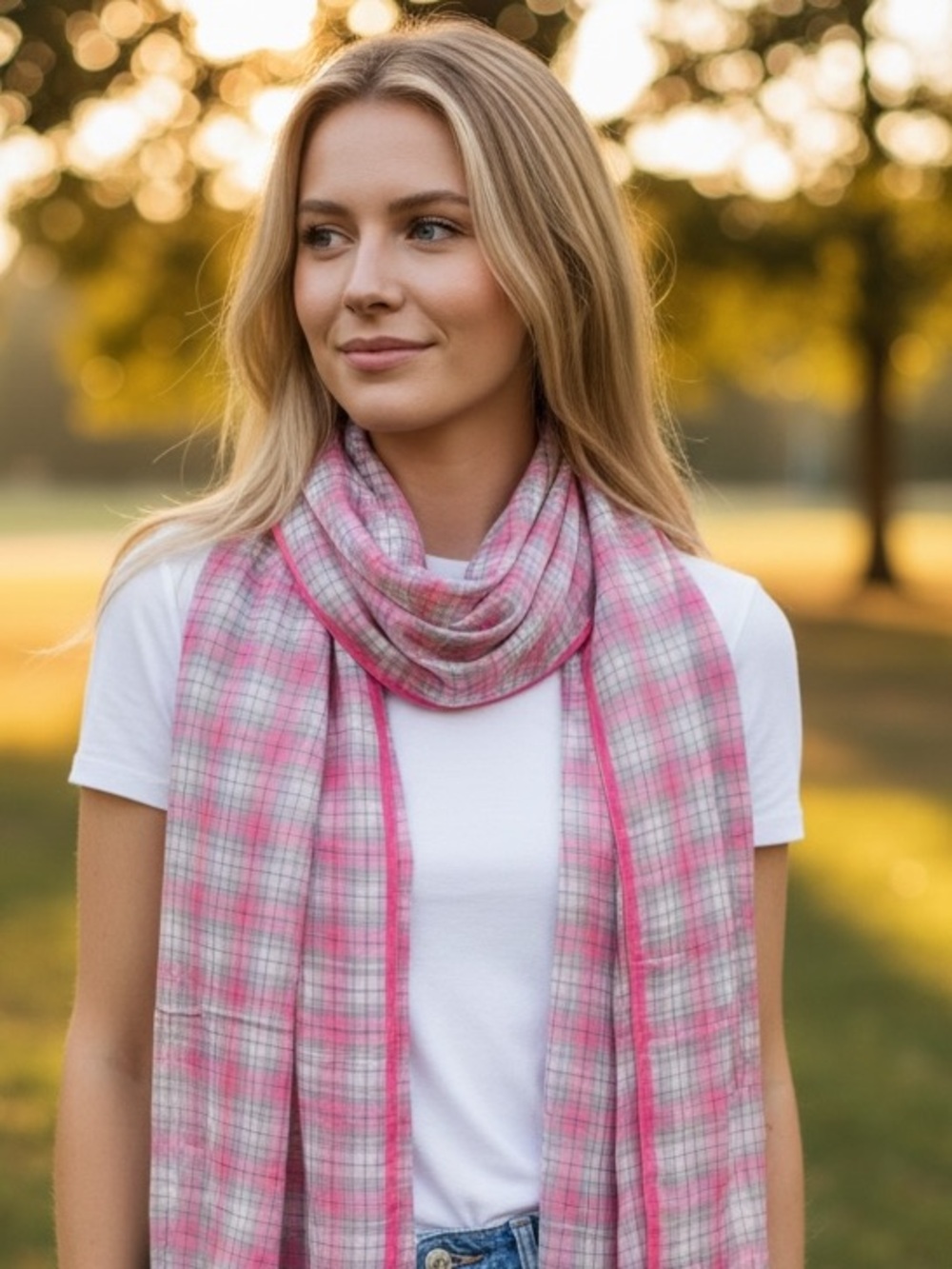 Pink & white stripes scarf, NWT